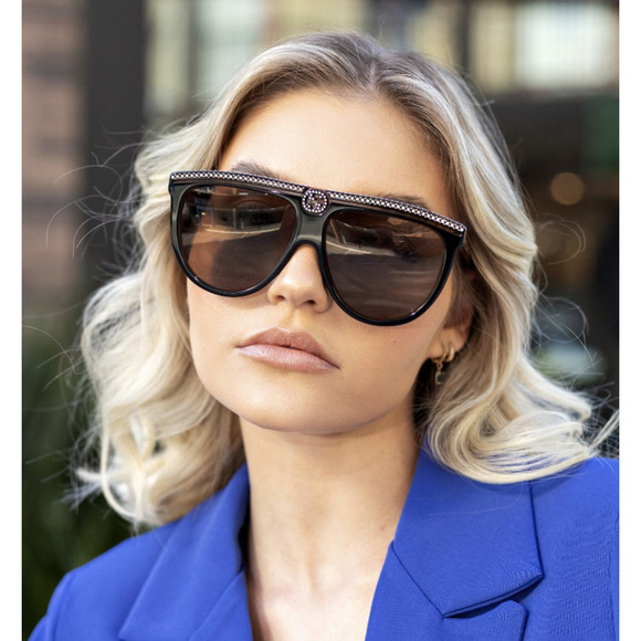 NWT Gucci GG0732S-005-61 005 Black/Brown 61mm Sunglasses
